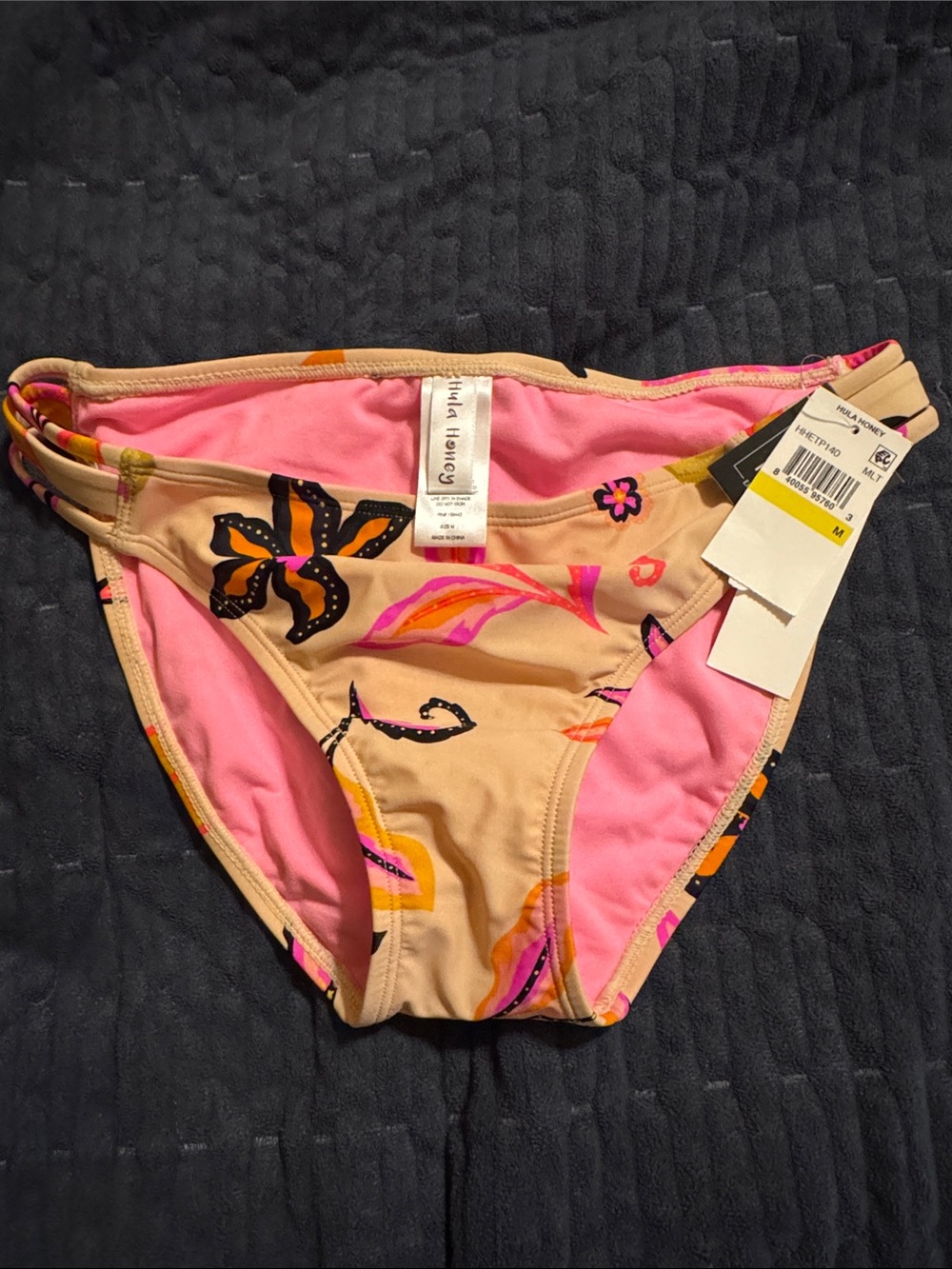 Hula Honey Pink & Peach Floral Bikini Bottom- juniors dept